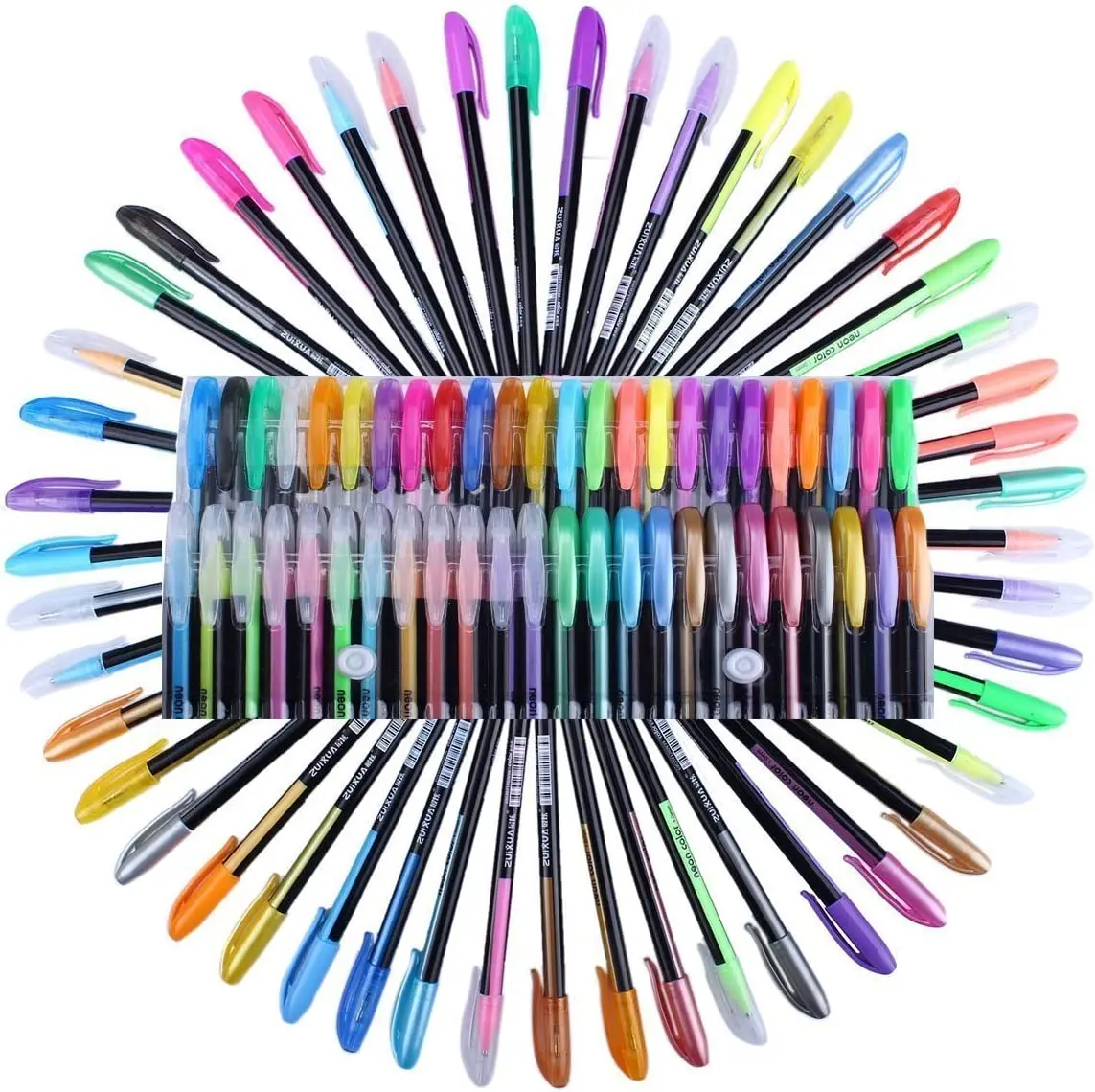 Lot de 48 stylos à encre gel de couleur - Ensemble de stylos à encre gel  pour colorier, dessiner et écrire - Pointe 1,0 mm