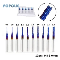 Pcb end mill gravura broca conjunto de carboneto fresa 3.175mm cnc haste bola cabeça 10 peças azul milho fresa