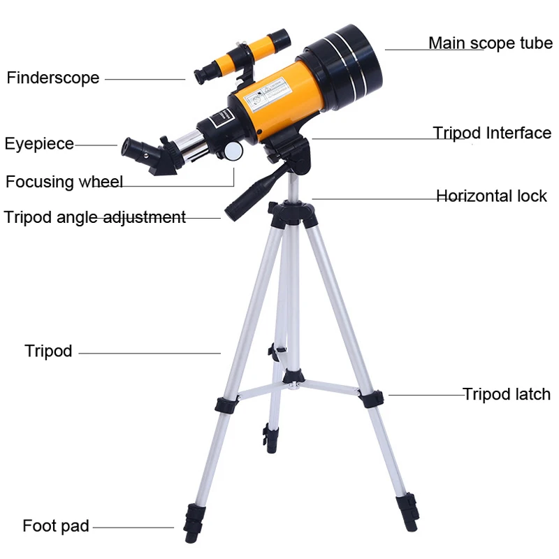 F30070M Professional Astronomical Telescope AZM70300  HD High-Power Portable Tripod  150 Times Zoom Night Vision View Moon Star 4