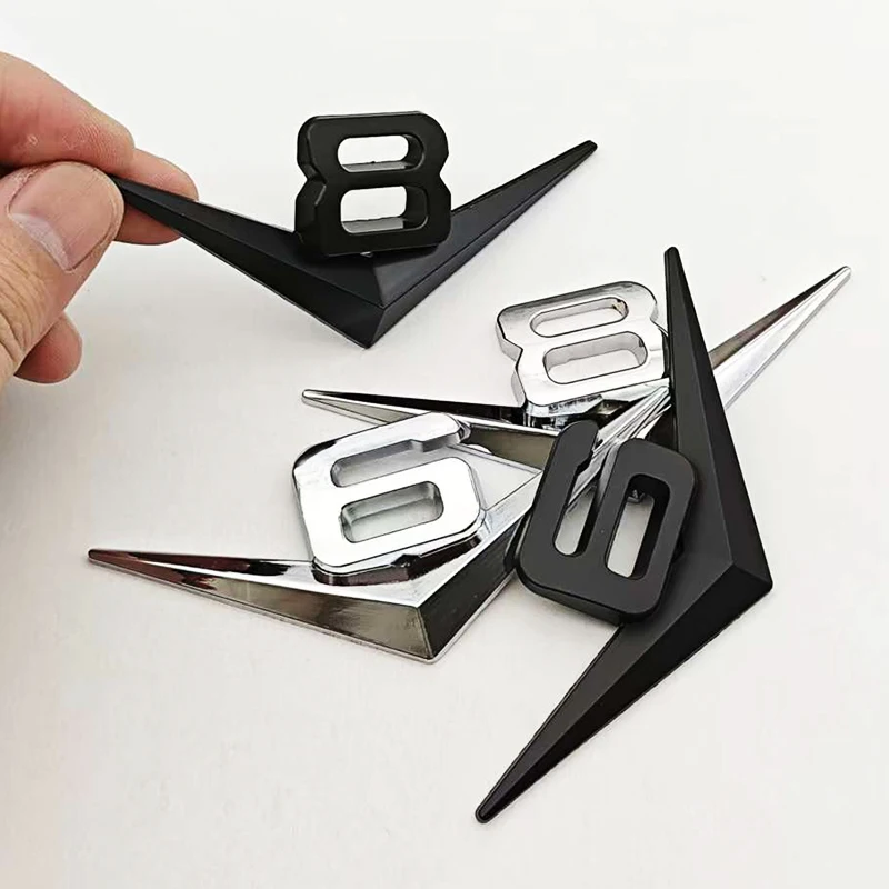 3D 메탈 크롬 블랙 자동차 스타일링 로고 V6 V8 4X4 리어 트렁크 펜더 배지 엠블럼 스티커 (지프, BMW, 아우디, 포드, 닛산 액세서리용)