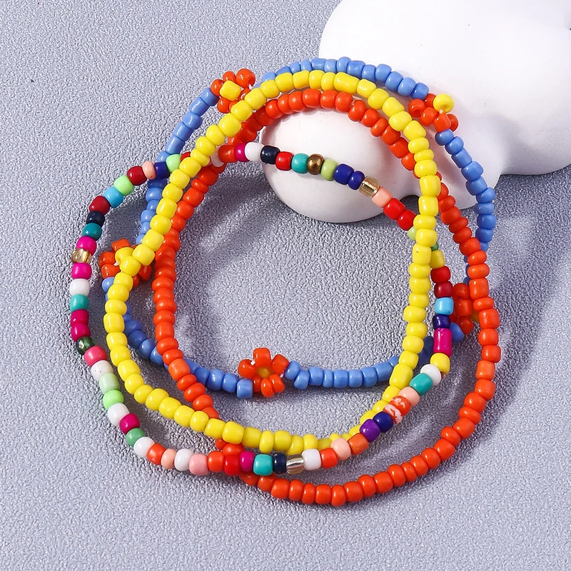 Set Di 3 Braccialetti Regolabili In Cotone Cerato E Perline, Stile Boho, Impermeabili, Per Donna, Estate E Spiaggia
