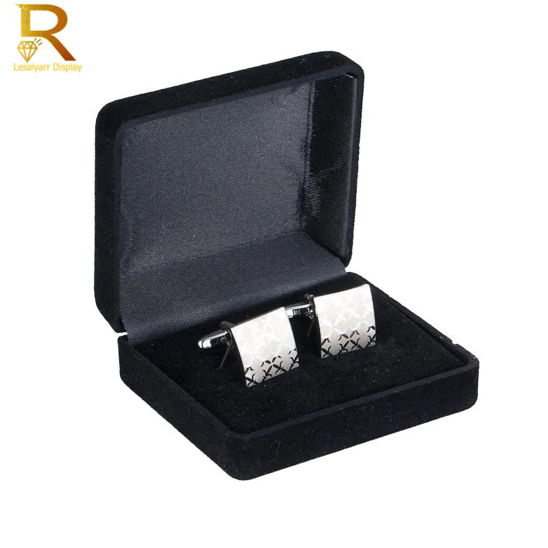 Blue Velvet Cufflinks Tie Clips Box Quality Men's Cufflinks Jewelry Package Box Craft Badge Gift Box For Jewelry