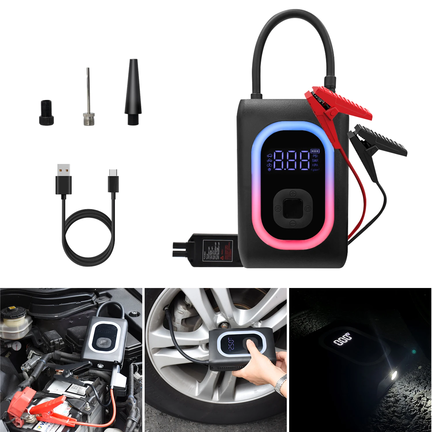 

Portable Car Starter Charging Bank Car Supercharger 12V Starting Device Car Gasoline Diesel Engine Emergency Rescue Device