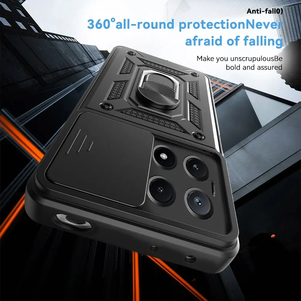 Shockproof Armor Case with Car Magnetic Holder Ring and Camera Protection