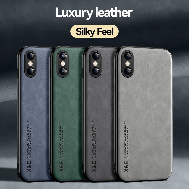 

Роскошный Магнитный кожаный чехол для iPhone X SE 2020 SE 2022 SE2 SE3 12 Pro 13 Mini 15 Plus 14 Pro Max, поддержка автомобильного держателя