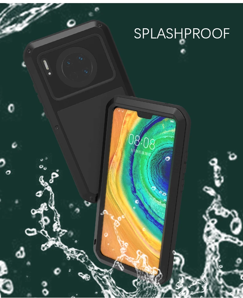 

Мощный чехол Love Mei для Huawei Mate 30, ударопрочный, грязеотталкивающий, водостойкий, металлический армированный чехол, чехол для телефона Huawei Mate 30
