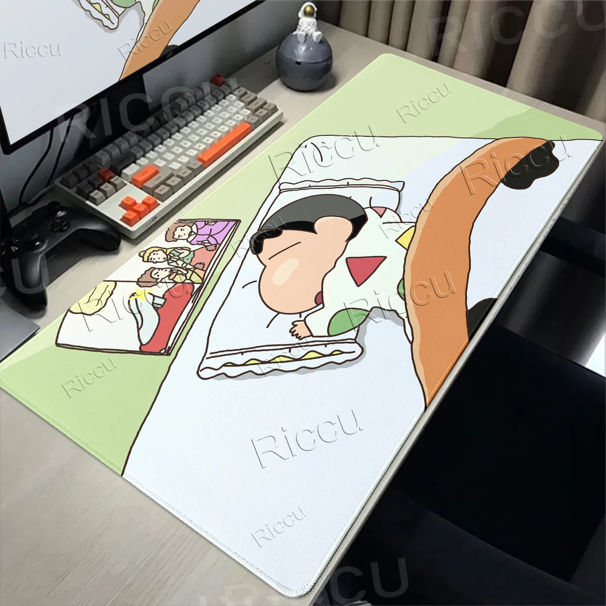 Tappetini per Mouse XXL con Motivo Anime C-Crayon Shin-chan, Tappetini Kawaii in Gomma per Gaming, Tappetini da Scrivania per Computer Portatile e Tastiera