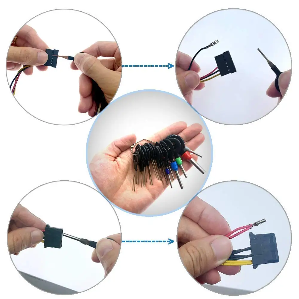 Car Terminal Extractor Terminal Removal Kit Car Repair Tool Terminal Removal Tool Car Terminal Puller Electrical Connector Pin Removal Kit 76Pcs Car Terminal Removal Kit Plug Ejector Release Pins Keys Wire Crimp Connectors Extractor