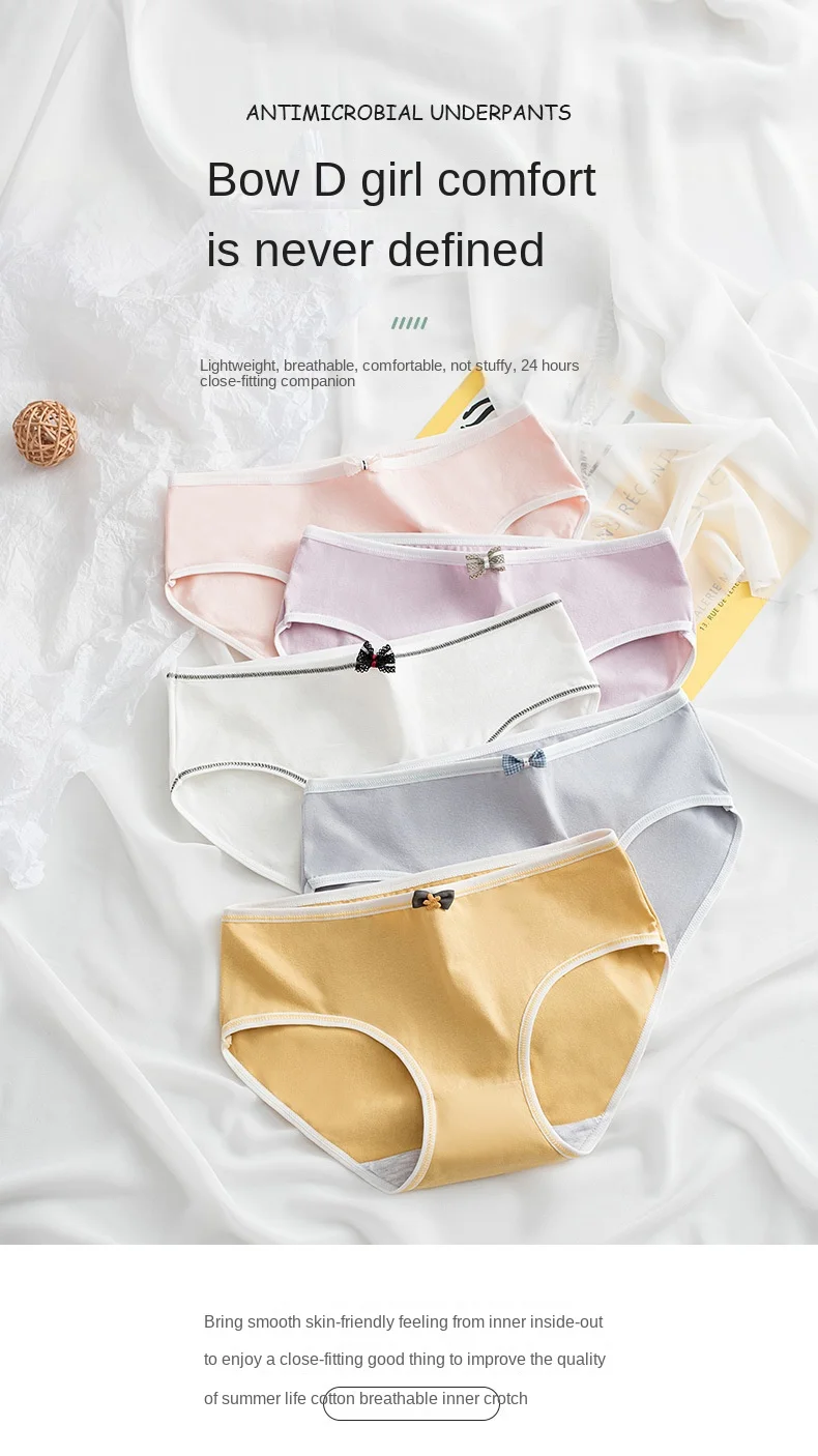 M-xl Cotton Panties Women's Underwear Girl Lovely Bow Briefs Pants