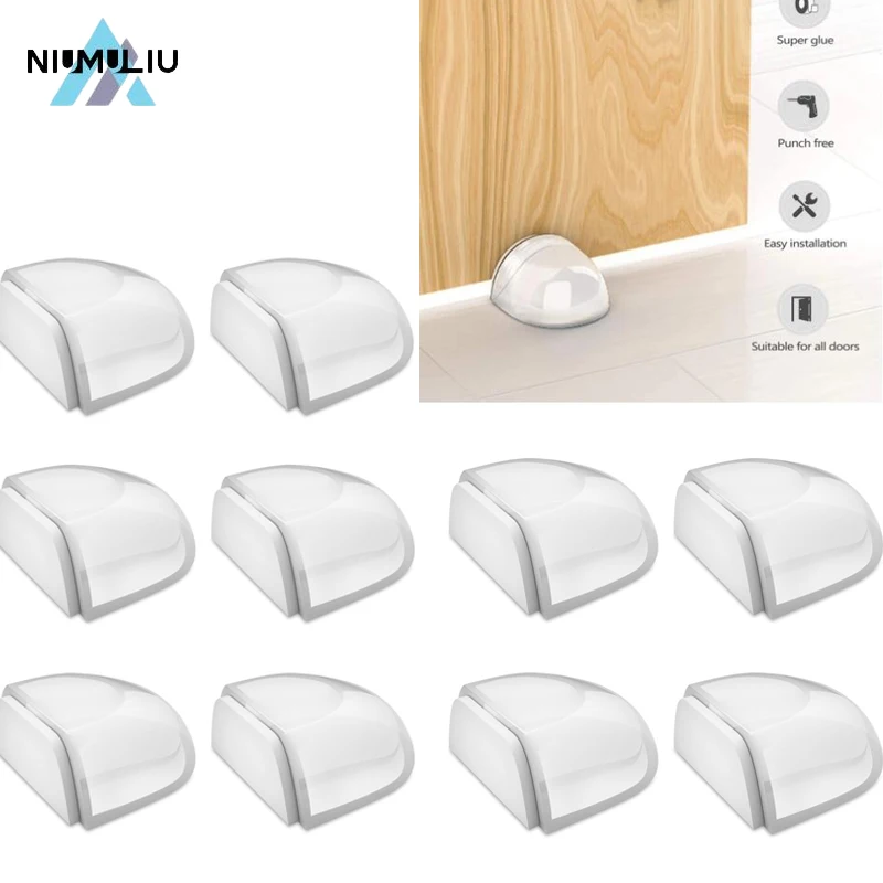 

F2 4Pcs Acrylic Door Stopper Transparent Floor Door Stops Self Adhesive Hidden Wall Buffer Protection of Wall and Furniture