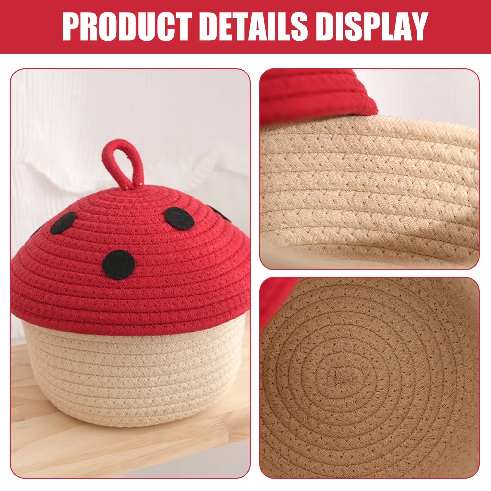 Rattan Woven Basket Rope Mushroom Snack Baskets Storage Home Accessory Baby Clothes Hamper Laundry 3