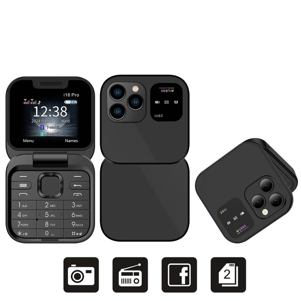 SERVO i16Pro Small Foldable Mobile Phone Auto Call Record Speed