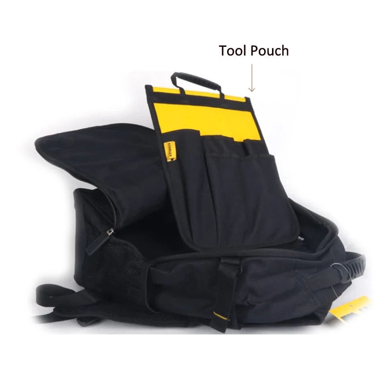 Stanley 다기능 공구 가방, 전기 기술자 배낭, 15.6 인치 노트북 포켓 배낭 캔버스 공구 보관 가방, ST515155