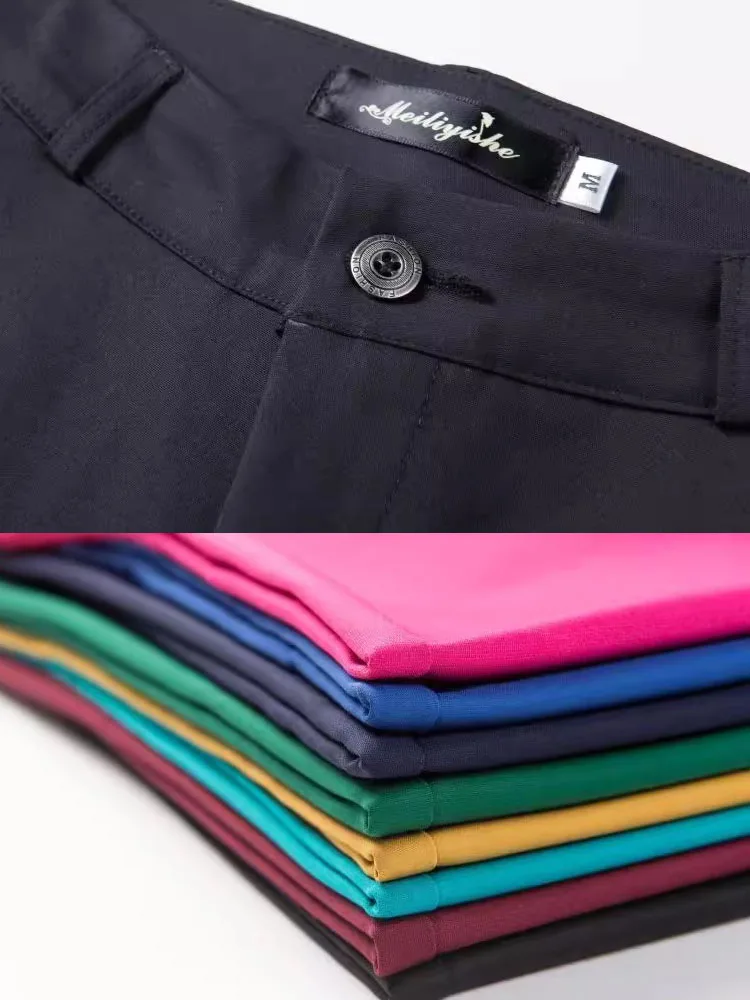 Candy Color High Waist Pencli Pants Women Office Oversize 4xl Ankle Length Pantalones Spring Fall Korean Slim Formale Trousers