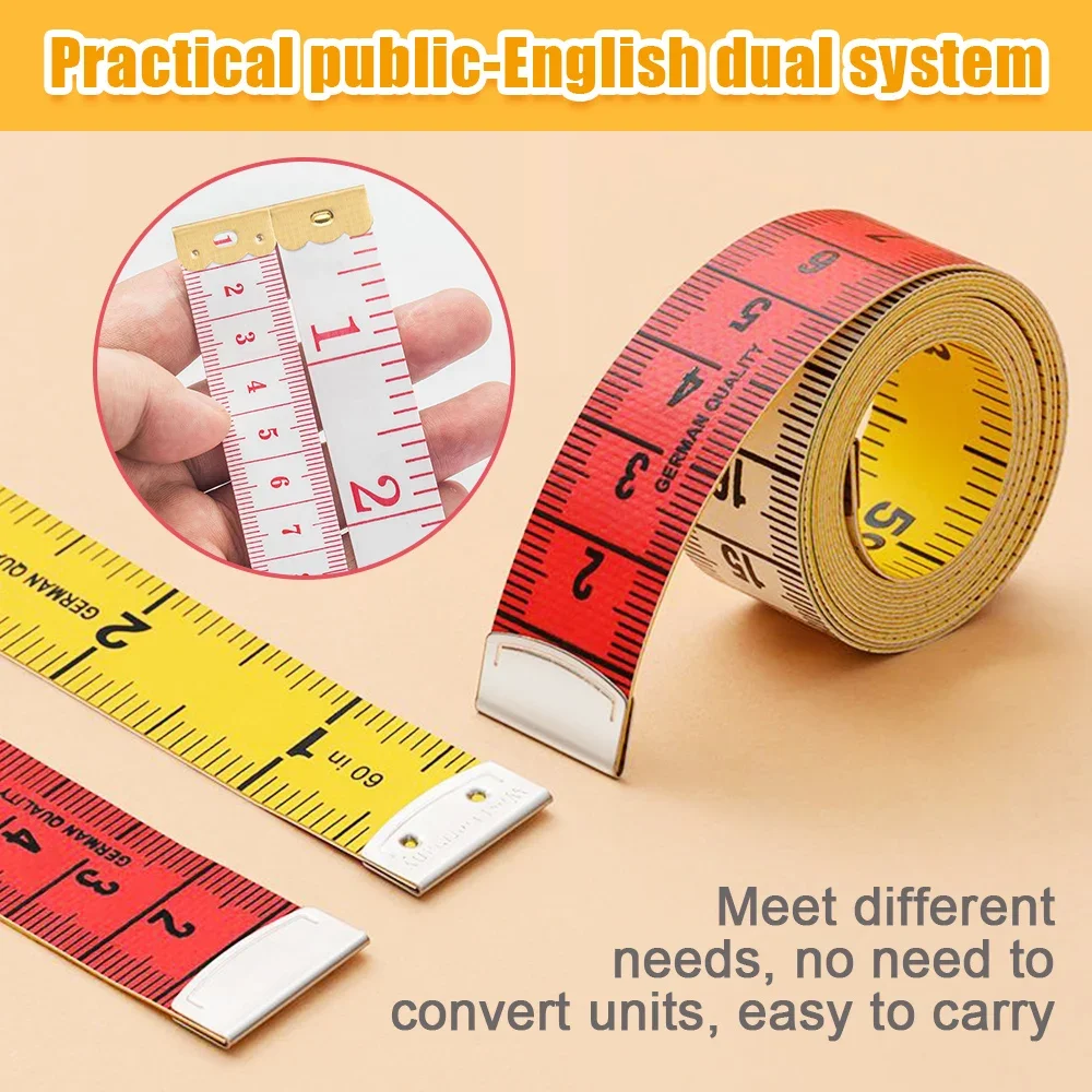 Soft Tape Measure Tailor's Tape with Snap Fasteners Body Measuring Double-sided Ruler For Needlework Sewing Tool 1.5M/60in tape measure,measuring tape,measuring ruler