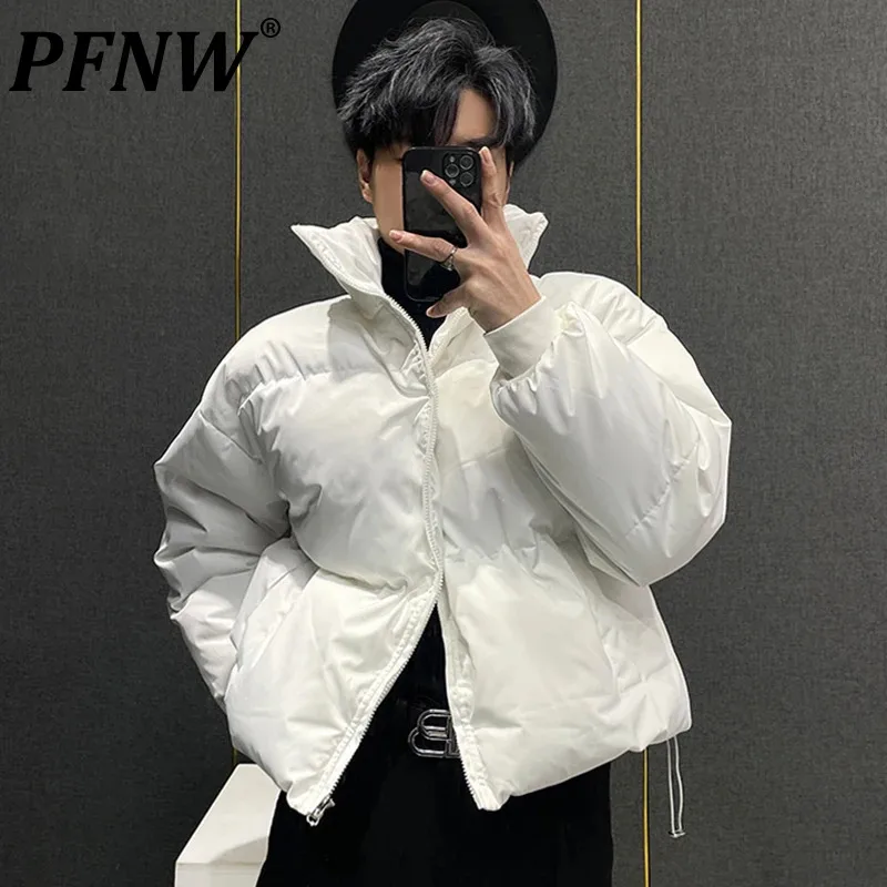 

PFNW Thickened Coats Men's Solid Color Stand Collar Male Padded Jackets Korean Fashion Casual Loose Tops 2023 Winter New 28W2469