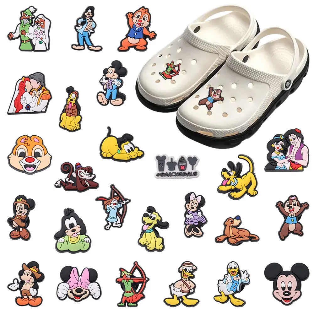 Disney Mickey Minne Pvc Shoe Crocs Buckle Accessories Diy Cartoon Animals  Shoes Decoration For Kids Croc Charms Kids Party Gift - Action Figures -  AliExpress