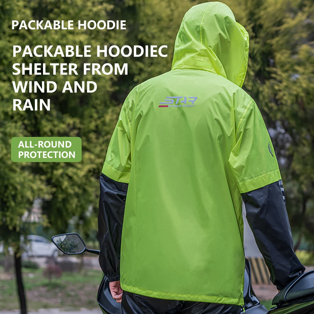 Star Field Knight Motorcycle Riding Raincoat Set Raincoat Rainpants Split Men and Women's Thin Reflective Waterproof Clothing