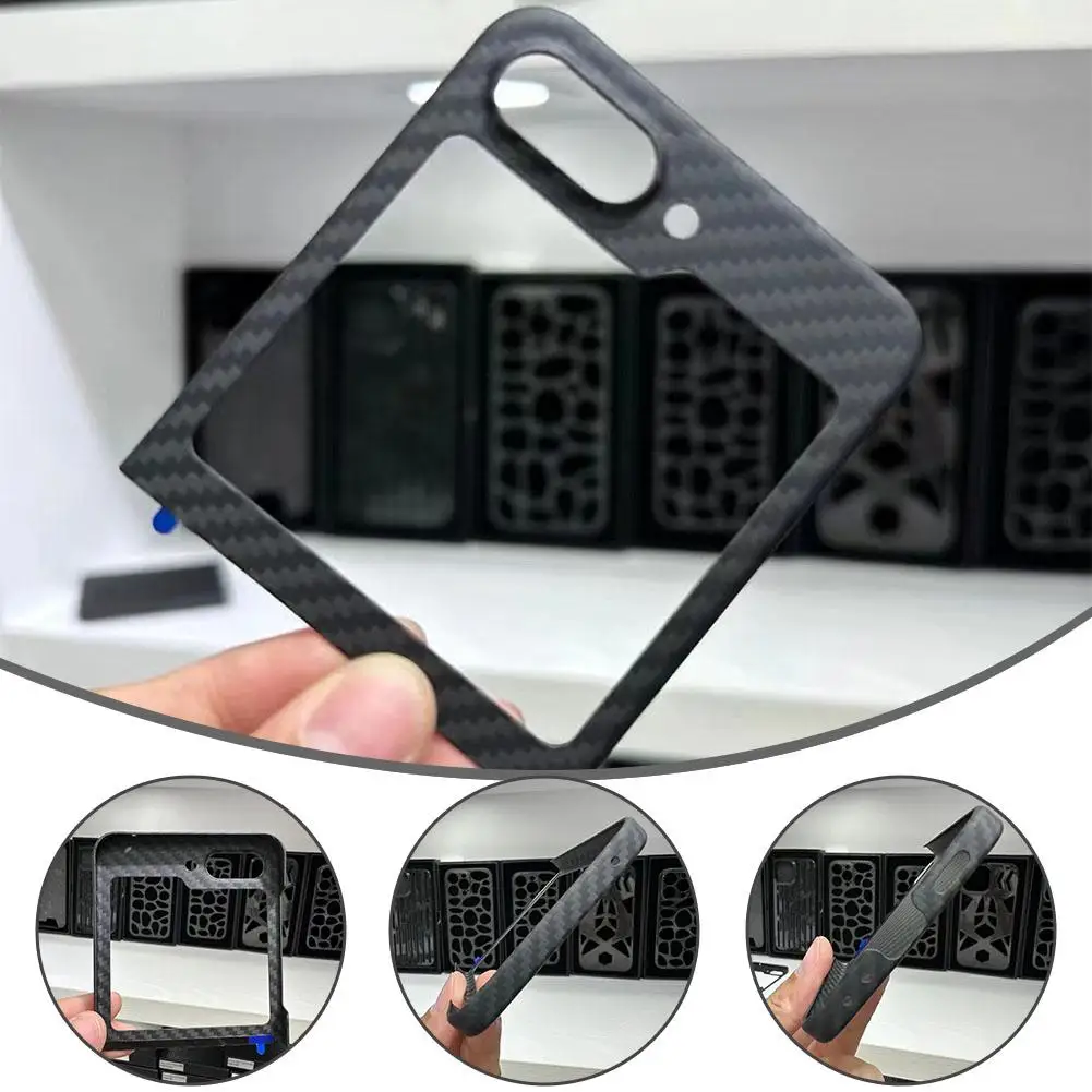 

For Samsung Flip5 Phone Case Shell Ultra-thin Anti-fall Aramid Protection Minimalist Carbon Fiber Case Fiber Anti-fall G6V9