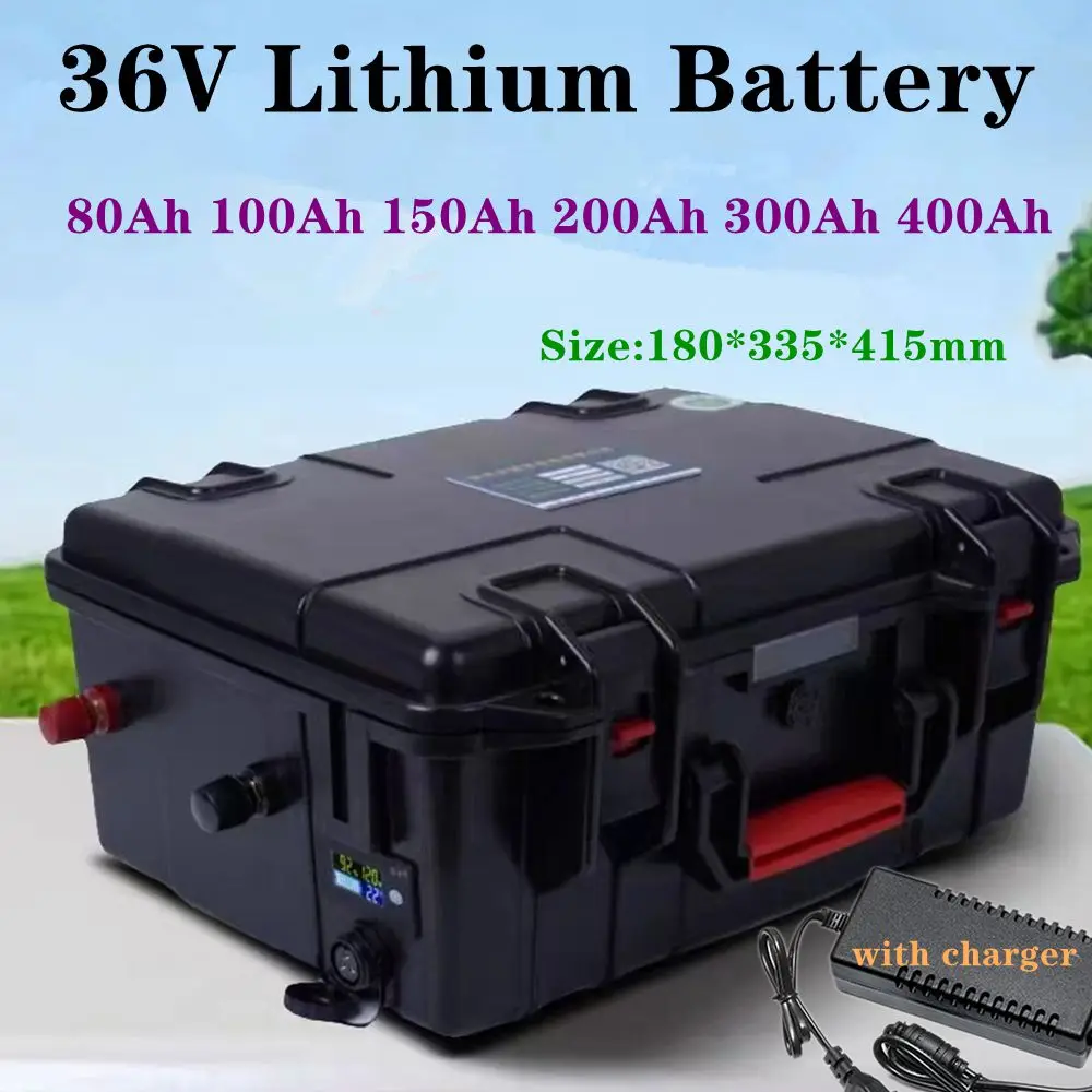 

36V 80Ah 100Ah 200Ah 300Ah 400Ah lithium ion battery BMS for 4000W 2000w tricycle scooter boat Solar energy EV +10A charger