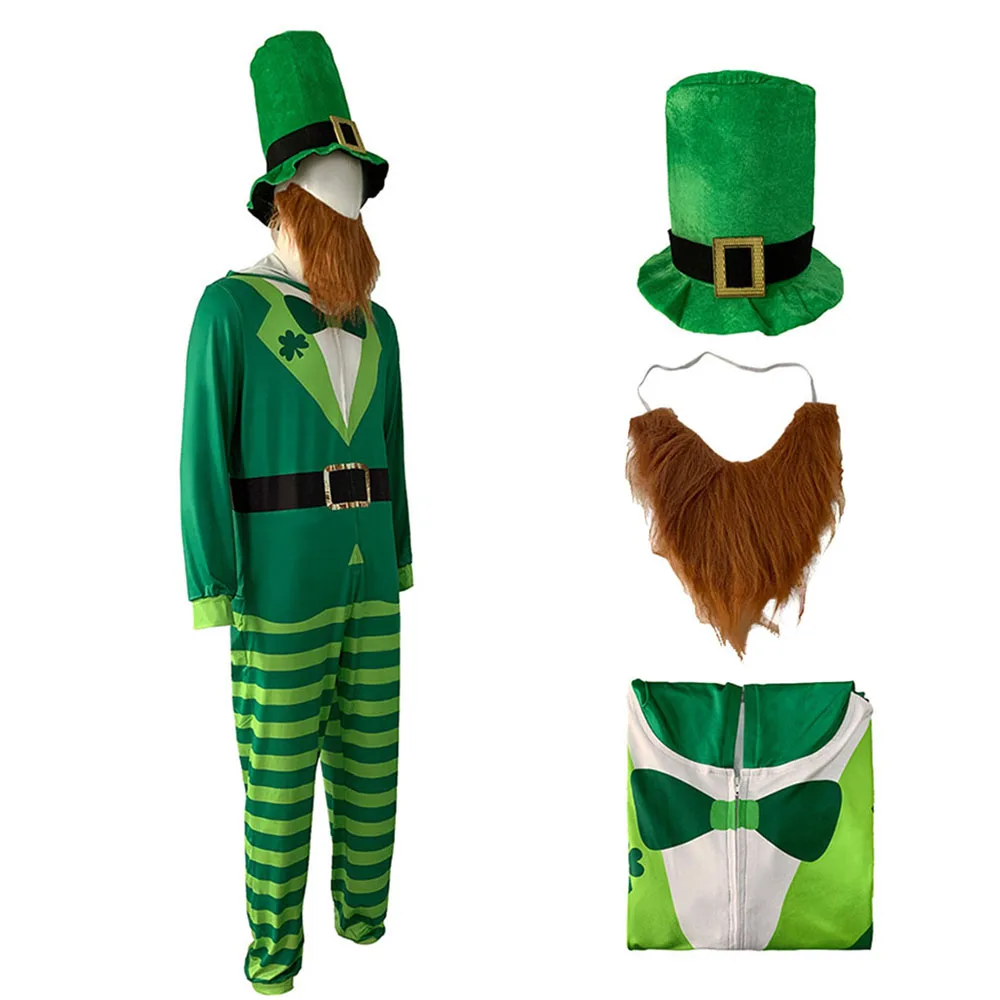 Adult Leprechaun Costume Green Patrick's Day Irish Goblin Elf