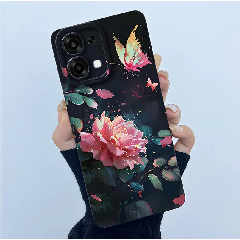 Floral Oil Painting Silicone Shockproof Phone Case - Fashion Simplicity Design