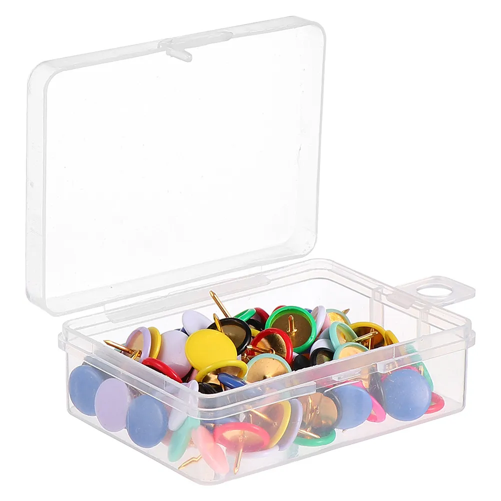 200Pcs 플라스틱 푸시핀 다채로운 플랫 헤드 압정 포인트 팁 게시판 사진 종이 고정 사무실 학교 DIY
