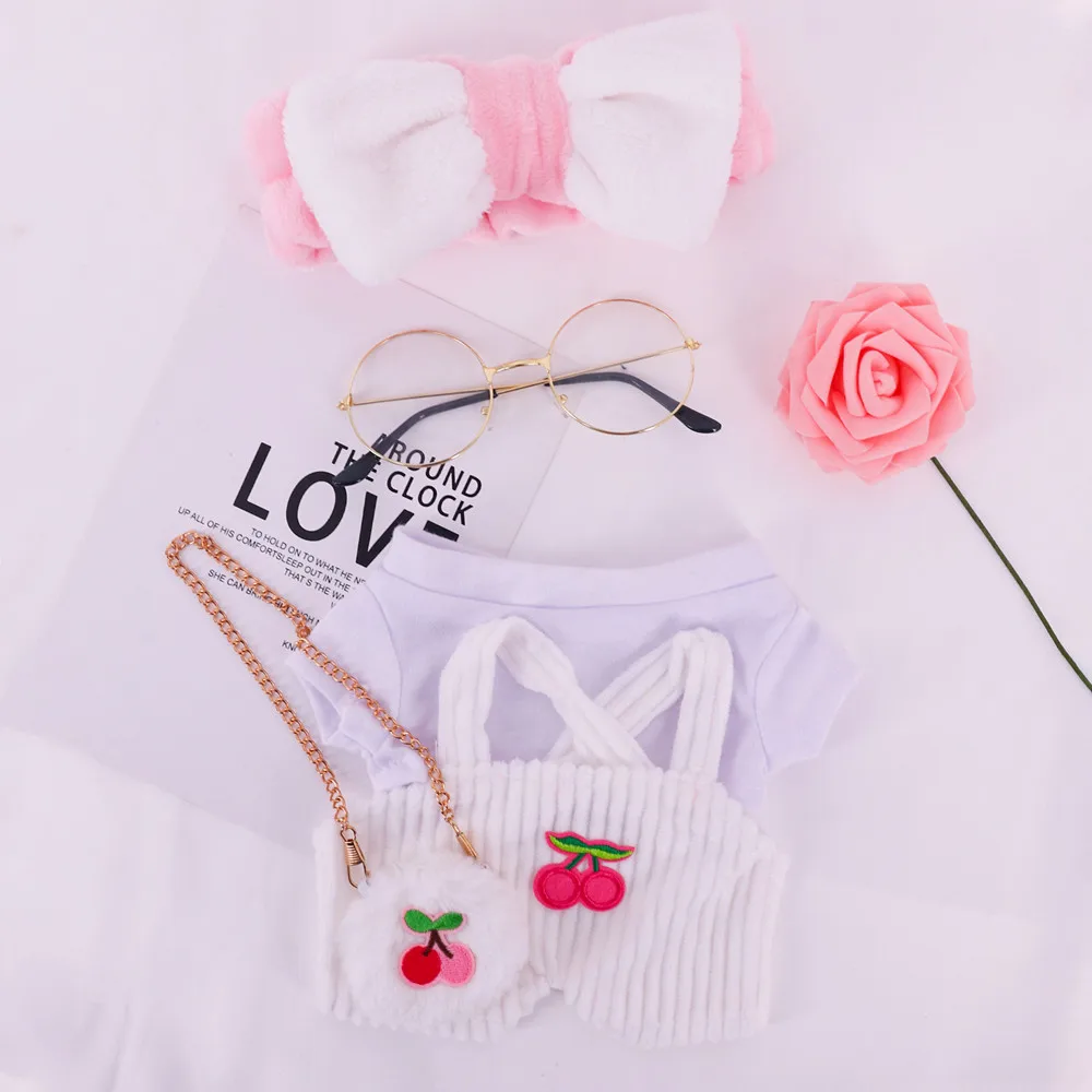 4Pcs Kawaii Duck Clothes 30Cm Lalafanfan Duck Toy Doll Accessories Band Hood Backpack Glasses Sweater Girl Gift