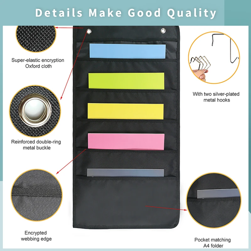 Document Bag Document Hanging Storage Bag Oxford Cloth Storage Pocket Chart Hanging File Folding Holder Cascading Fabric Organizer Office