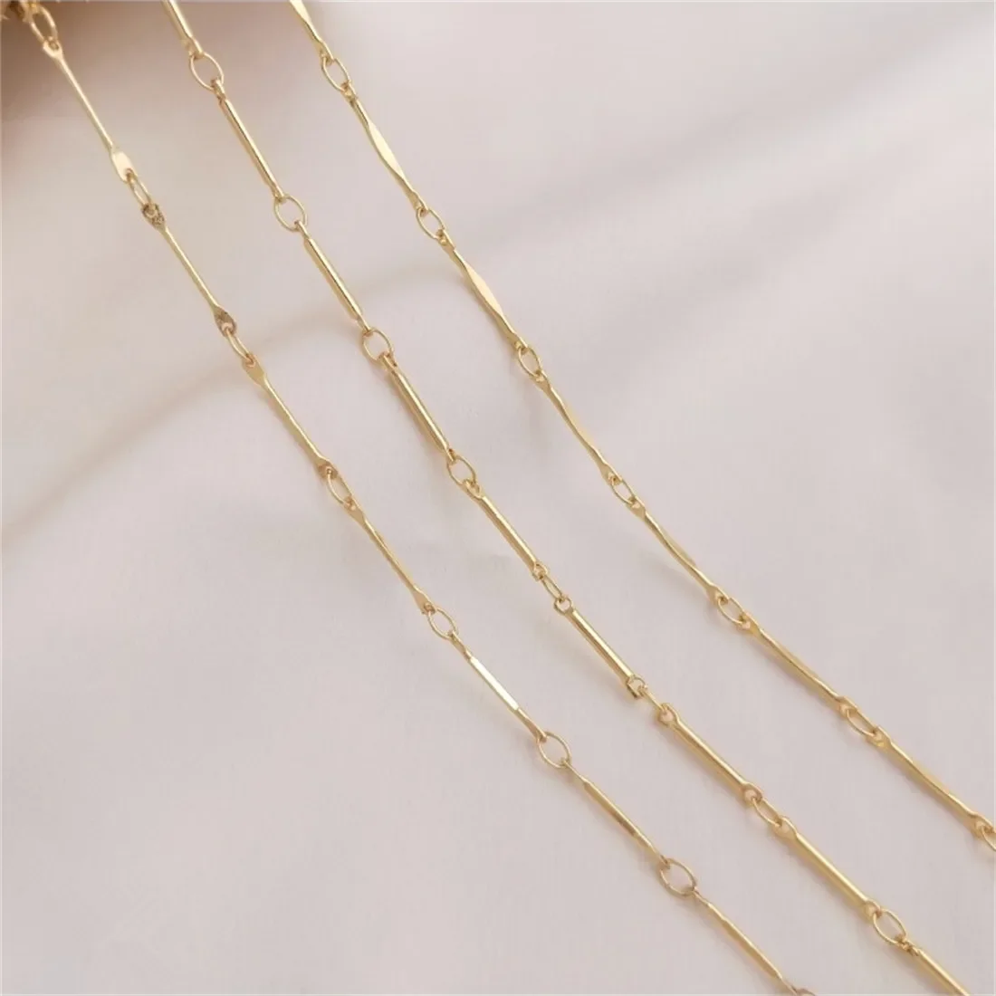 

14K Gold-filled Stick Chain Round Bar Link Chain Thin Chain Flattened Chain Handmade DIY Bracelet Necklace Jewelry Loose Chain