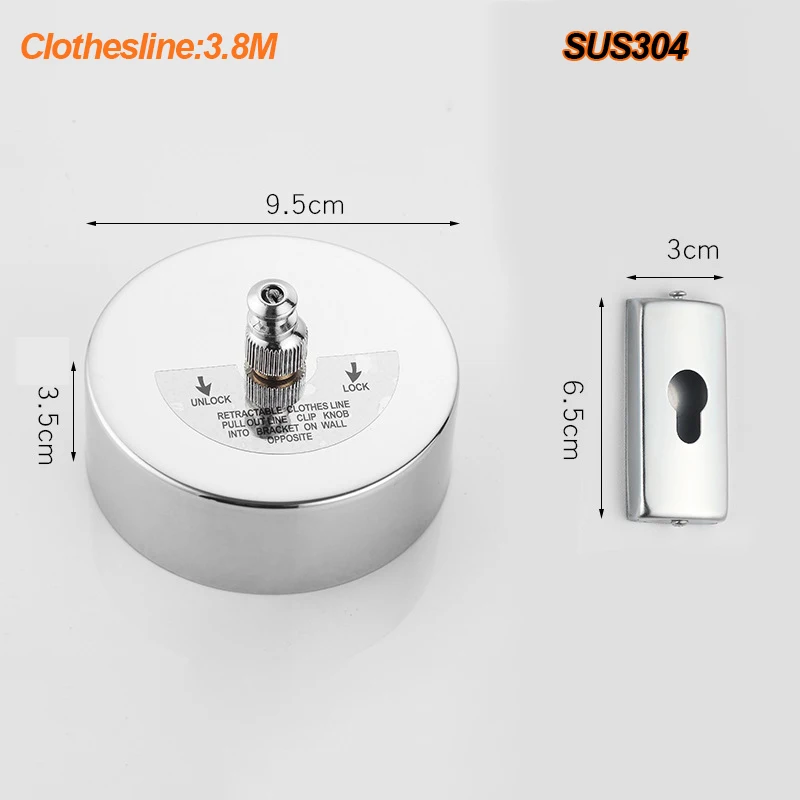 Stendibiancheria Da Parete Retrattile In Acciaio Inox, 4,2 Metri, Carico Max 20kg, Per Interni/esterni