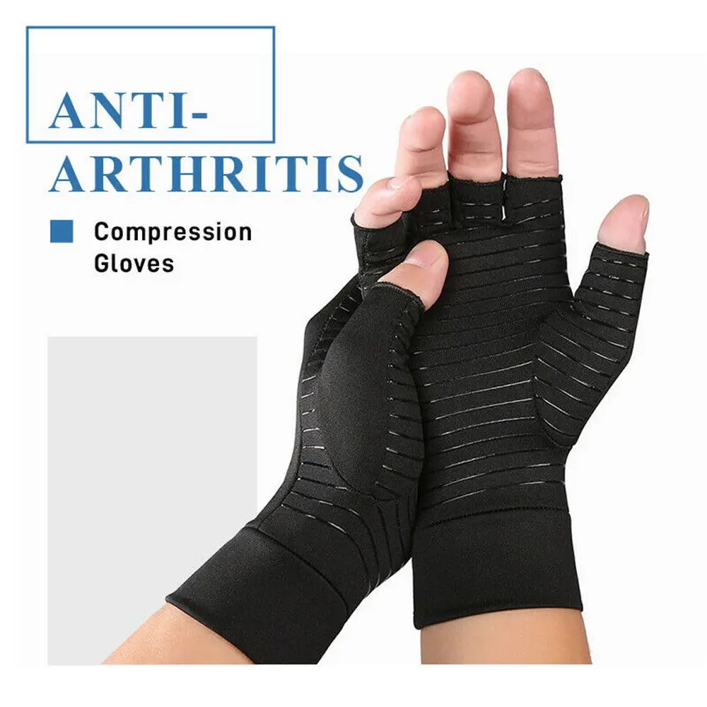 Outdoor Anti-Slip Pain Relief Compression Copper Cycling Mitten Sport Gloves Hand Wrist Brace Arthritis Gloves 1 pair compression arthritis gloves wrist support cotton joint pain hand brace adult therapy wristband half finger hand gloves