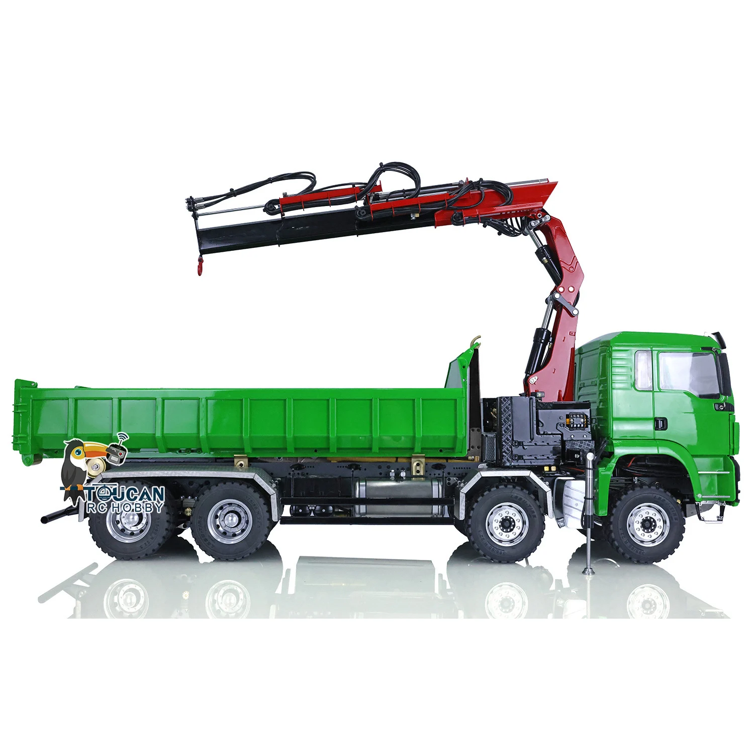 LESU 1/14 RC Dumper Car 8*8 Roll On/Off Hydraulic Crane Tipper Truck Reversing Valve Painted Finished Electric Toys THZH1310 4