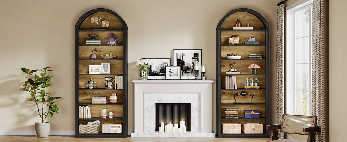 black arched bookcase