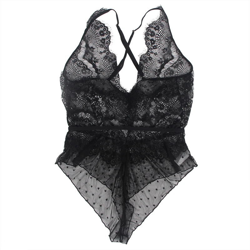 Comeonlover Glamour Underwire Fashion Sheer Teddy Lace White Black