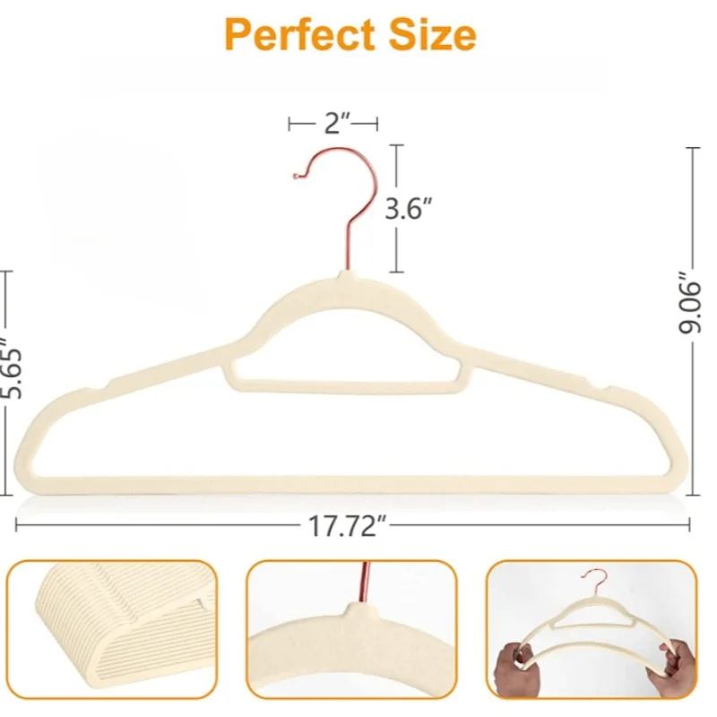 Seamless flocking rack Non-slip plastic clothes hanging home magic rack clothes brace