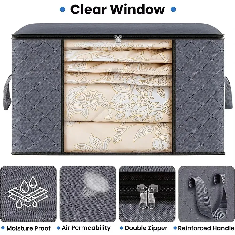 1/3pc Large Capacity Clothes Storage Bag Foldable Blanket Storage Bags Storage Containers for Organizing Bedroom Closet Clothing 5
