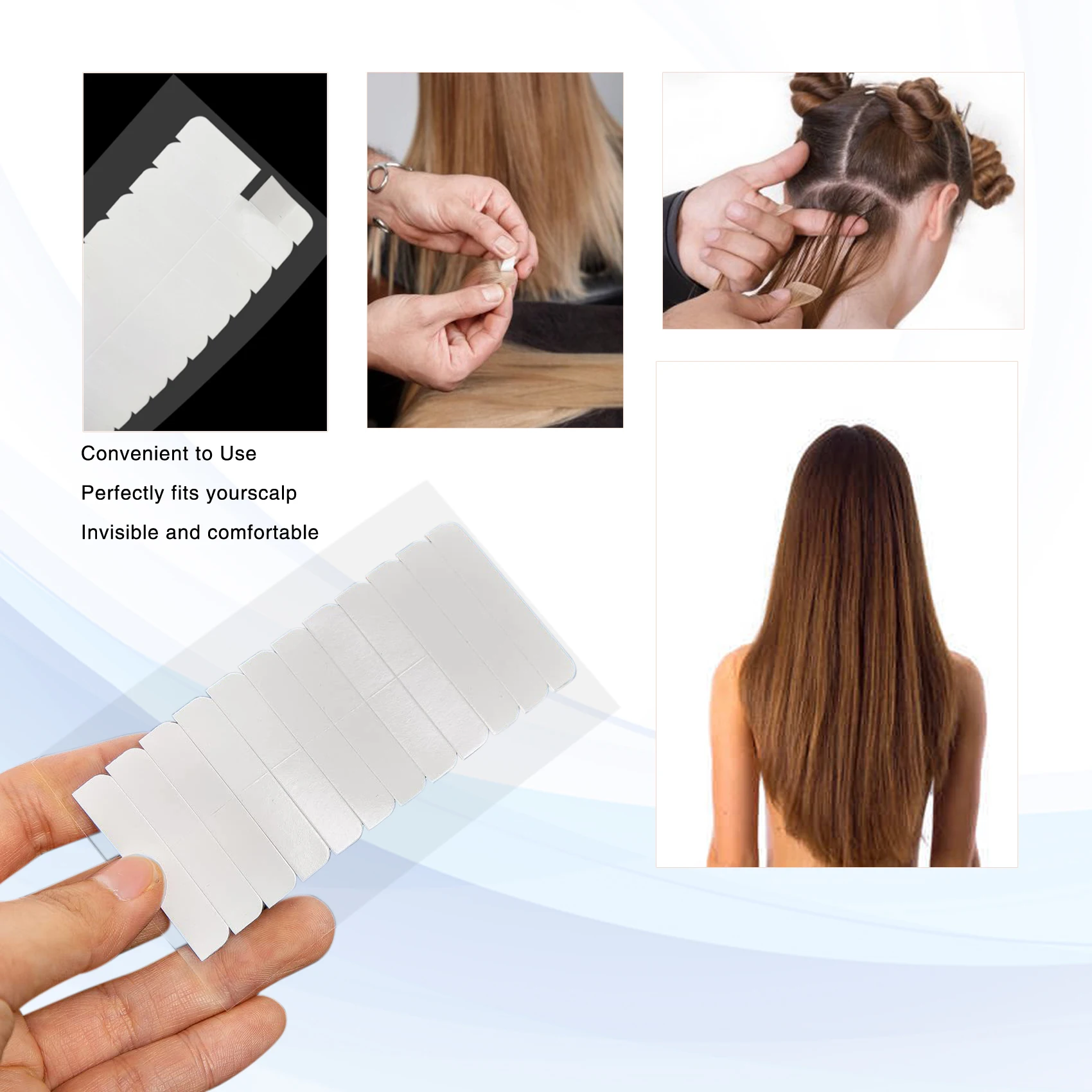 1&9/16"*5/16"(4cm*0.8cm) No Shine Hair Extension Tape For Hair Extension Tape in Replacement tabs
