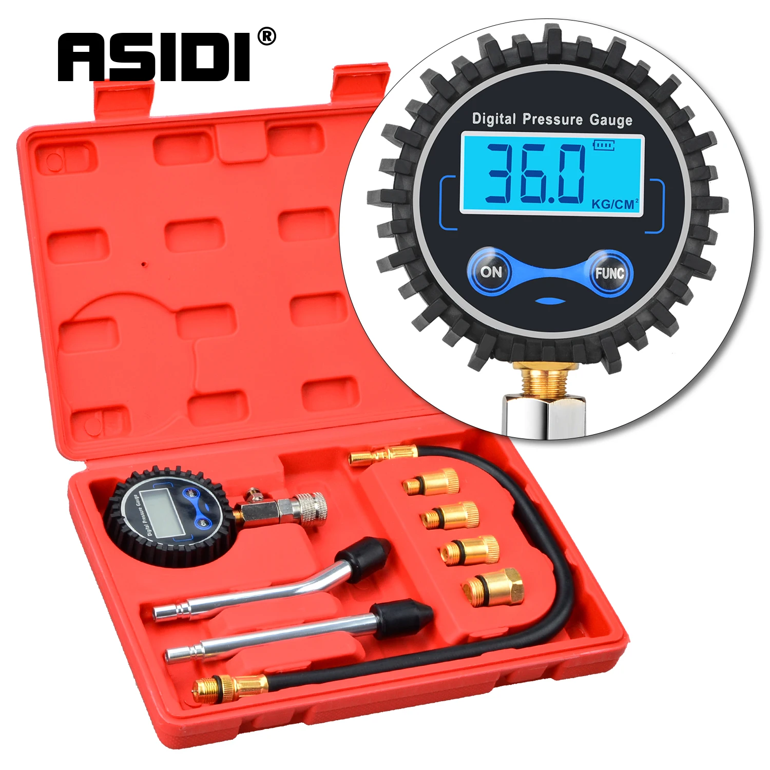 Engine Compression Tester Tool Petrol Digital Pressure Gauge Diagnostic