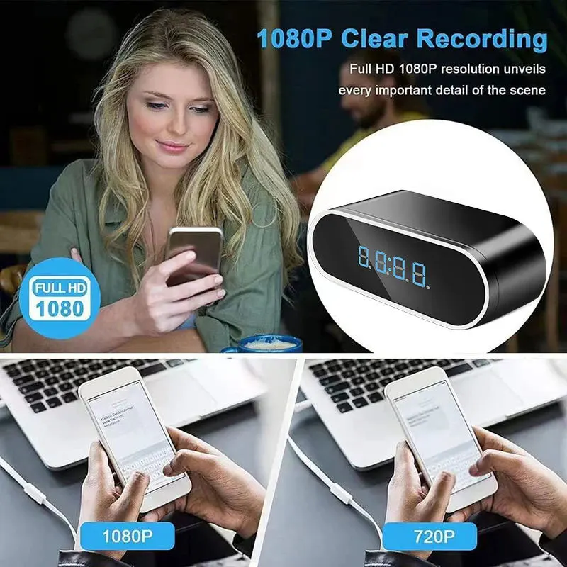 Mini Camera Clock Full HD Wireless Wifi Control Infrared Night Vision DVR Camera Home Monitoring Video wifi camera,mini camera,surveillance camera,wifi ip camera