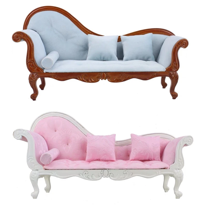

1:6 Кукольный диван миниатюрный длинный диван шезлонг кресло с откидывающейся спинкой модель для 1:6 Кукольный дом Bjd Декор для гостиной