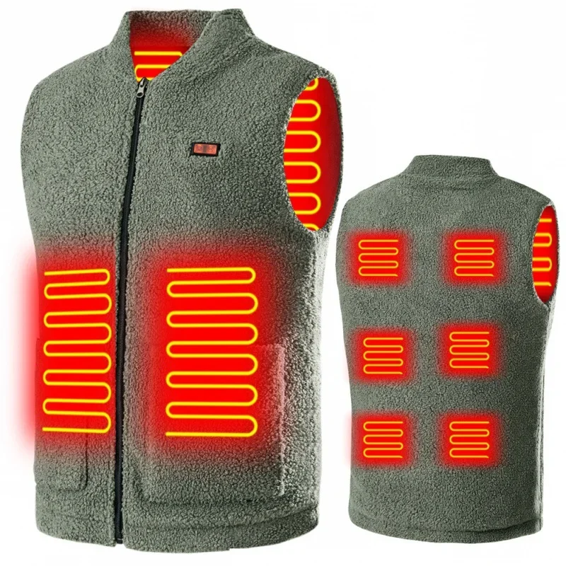 Veste chauffante USB hiver sans manches 3 températures réglables pour sport extérieur lavable