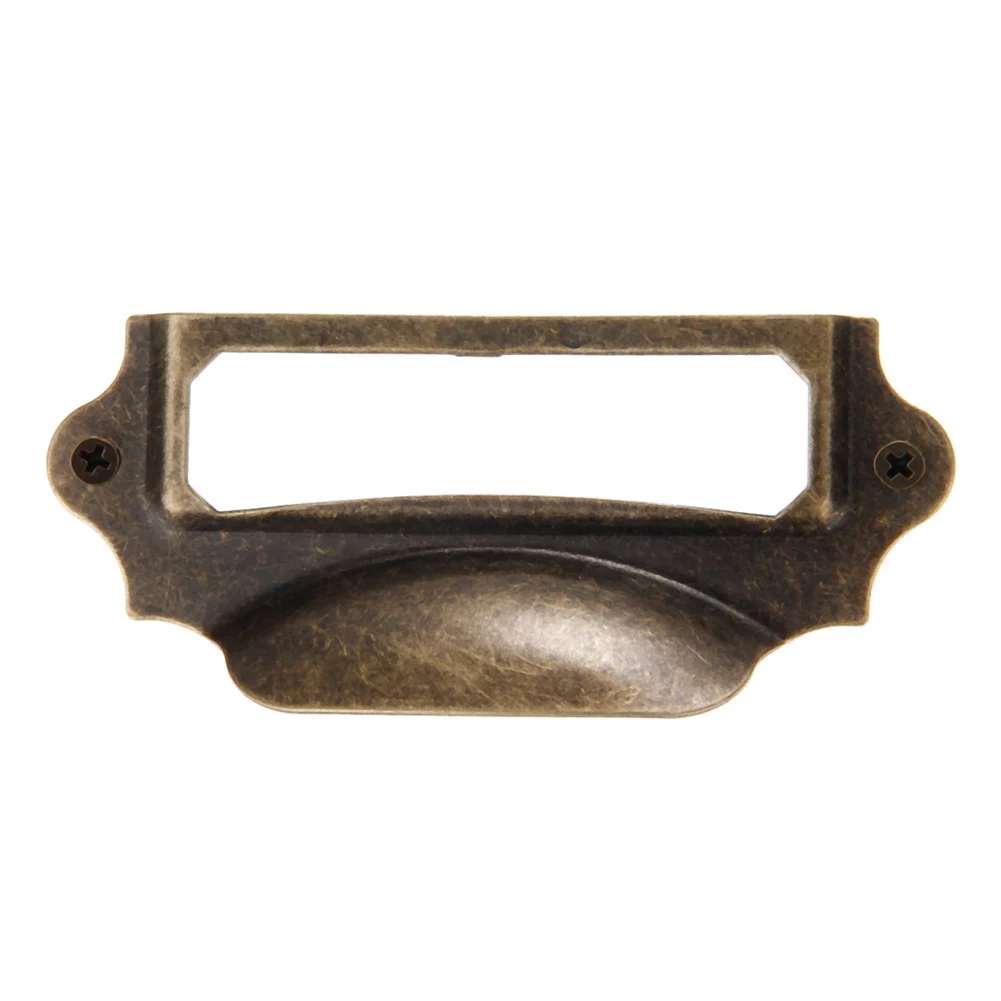 

10 Pcs 70x30mm Drawer Handle Retro Bronze Label For Gift Box Cabinet Cupboard File Case Apothecary Furniture Hardware