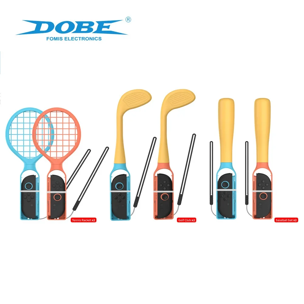 Game Sports 6-in-1 Accessory Set TNS-5115 for SWITCH 2 ,Includes Baseball Bat,Tennis Racket & Golf Club,Family Sports Party Kit