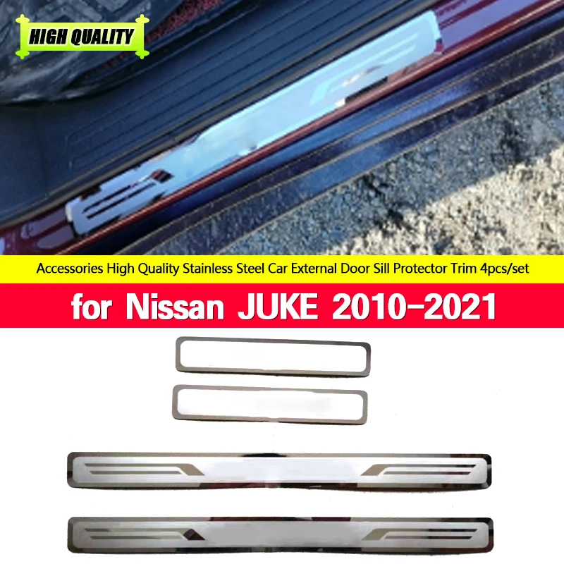 

4pcs/set Ultra-thin Stainless Steel Door Sill Pedal Scuff Plate for Nissan JUKE 2010-2021 Car Accessories 2012 2014 2016 2018
