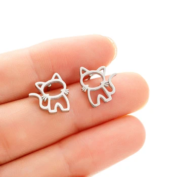 Cute Kitty Studs Earrings Stainless Steel – Cat Earrings for girls & Women