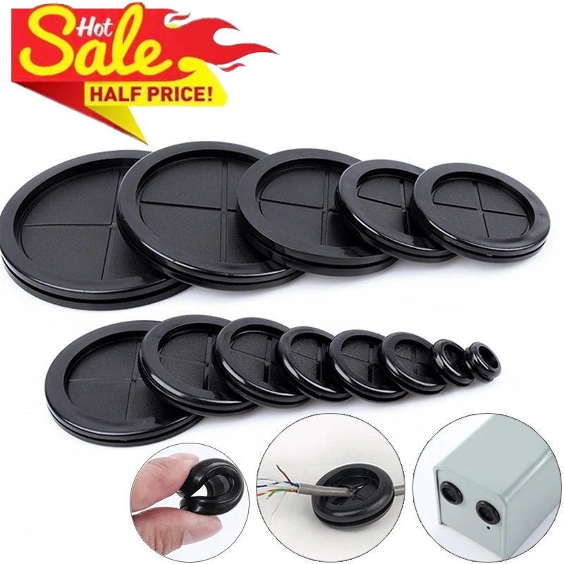 5pcs Rubber Wire Hole Dust Covers black cable seal rings gasket Double-Sided plug wire grommet Inlet Outlet Case Cable Protector