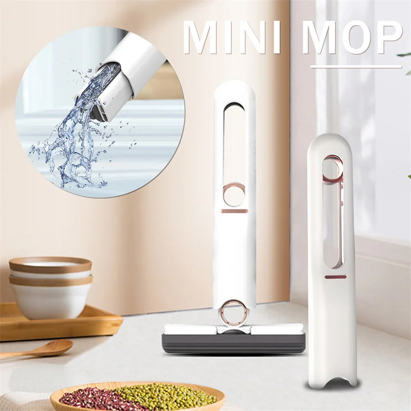 

New Mini Squeeze Mop Portable Cleaning Mop Desk Cleaner Window Glass Sponge Cleaner Wear-resistant Household Cleaning Tools