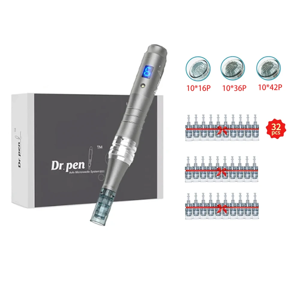 Dermapen Ultima M8 z 32 wkładami, bezprzewodowym mikronakłuwaczem Derma, zestaw do pielęgnacji skóry, używany przez profesjonalistów MTS_voghion.com