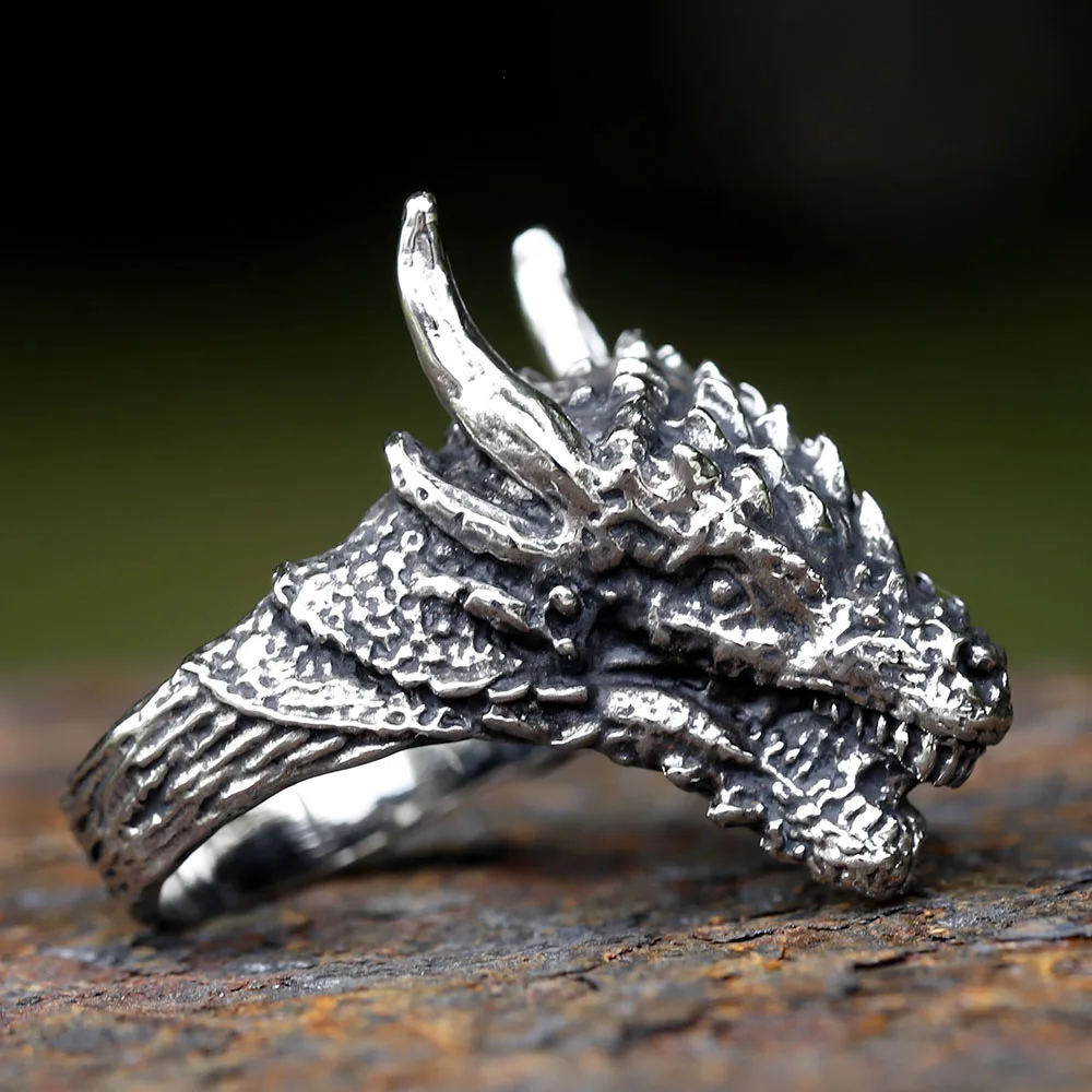 2023 New fashion Stainless Steel VIKING dragon head Ring For